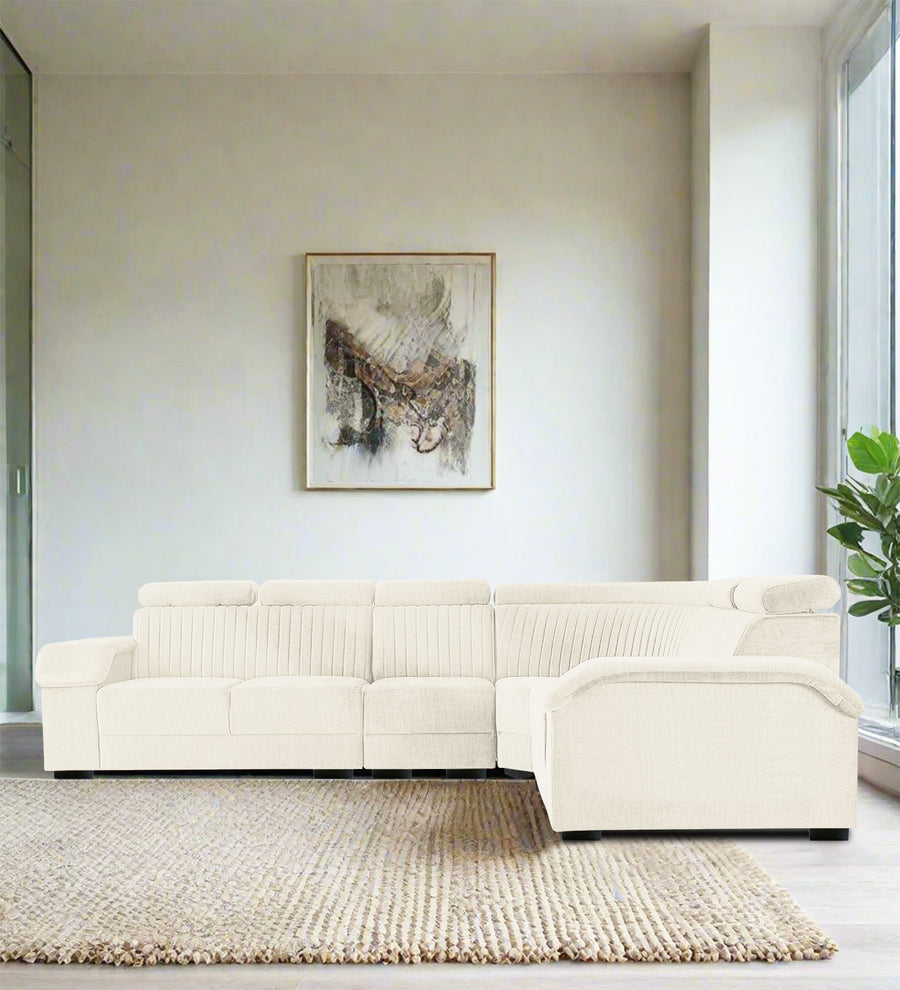 Draco  6 Seater Corner Fabric Sofa - Ivory Cream by Febonic Living