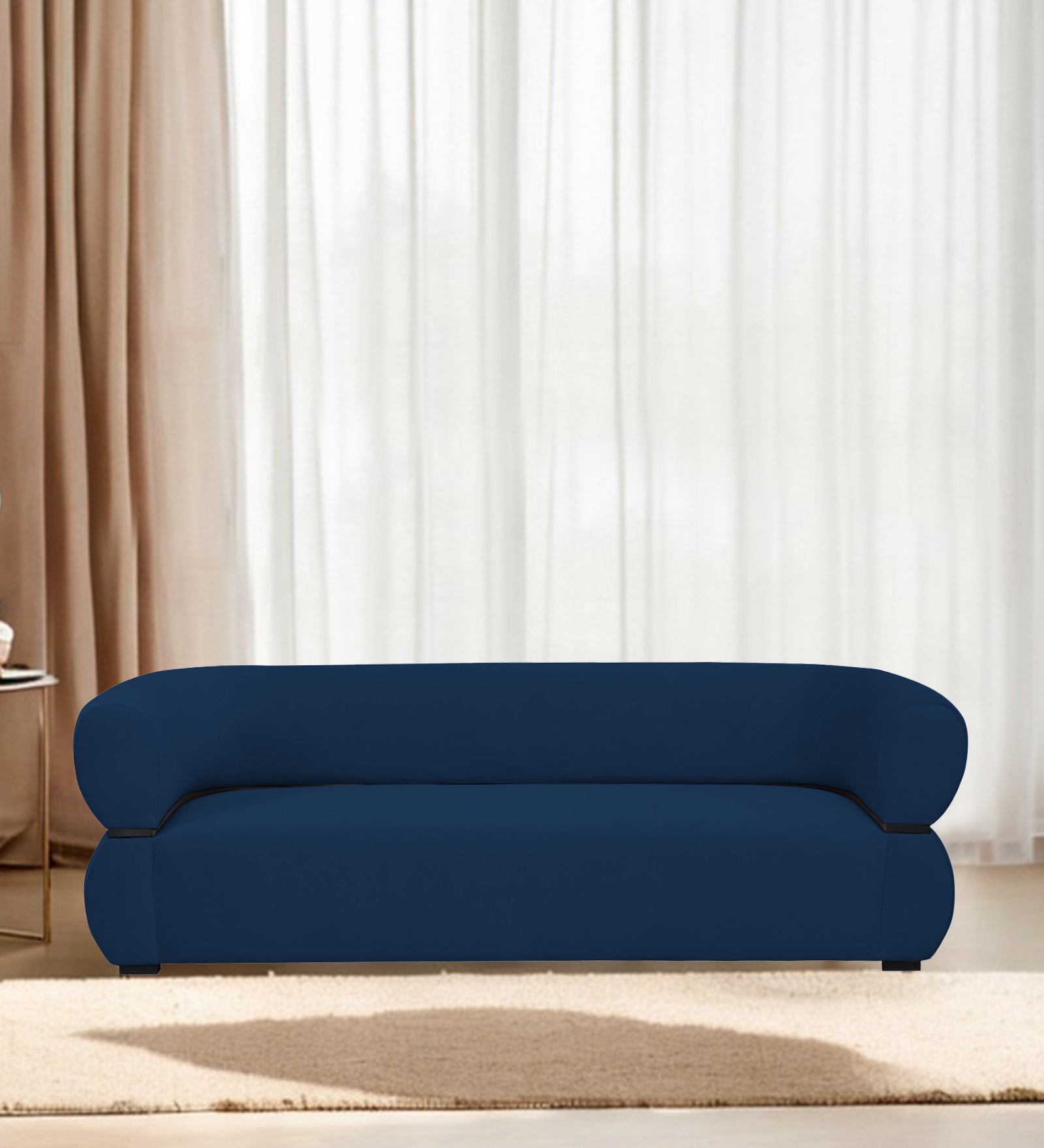 Kula Velvet 3 Seater Sofa In Imperial Blue Colour