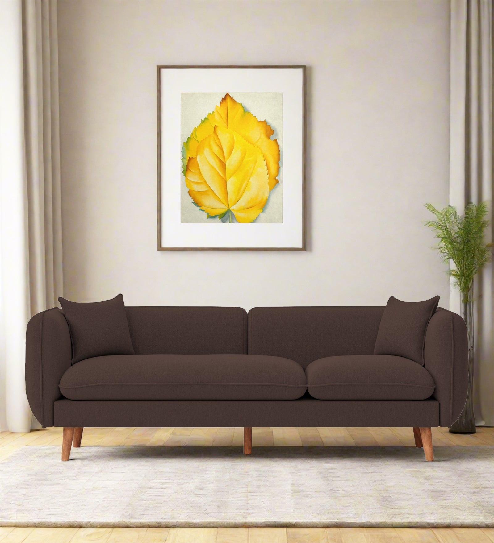 Reva Fabric 3 Seater Sofa In Caramel Brown Colour - Febonic Living