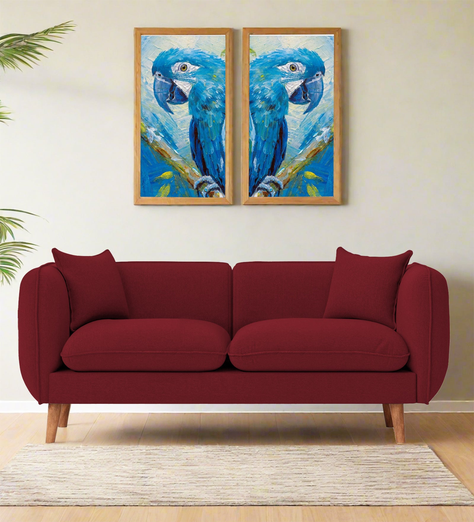 Reva Fabric 2 Seater Sofa In Chilli Red Colour - Febonic Living
