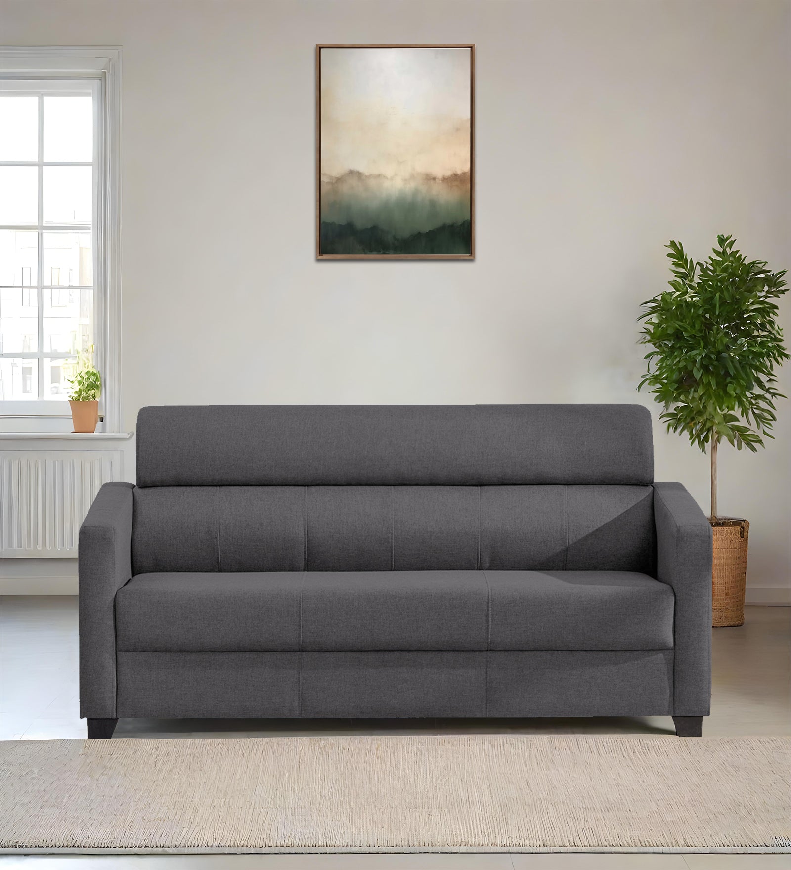 Devo Fabric 3 Seater Sofa in Sudo Grey Colour