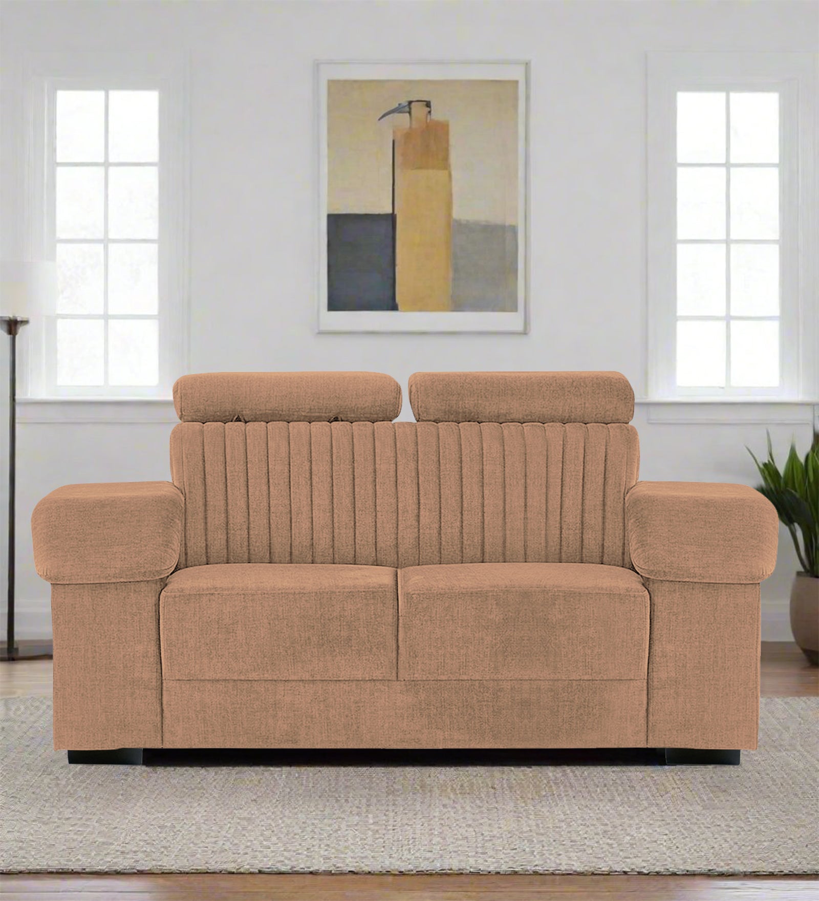 Draco Fabric 2 Seater Sofa In Cosmic Beige Colour