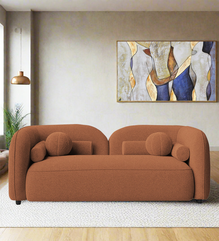 Corny  2 Seater Boucle Fabric Sofa - Light Orange by Febonic Living