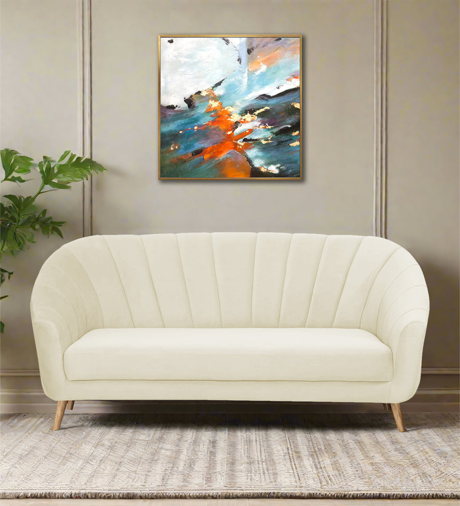 Kaylee 3 Seater Velvet Sofa - Warm White by Febonic Living