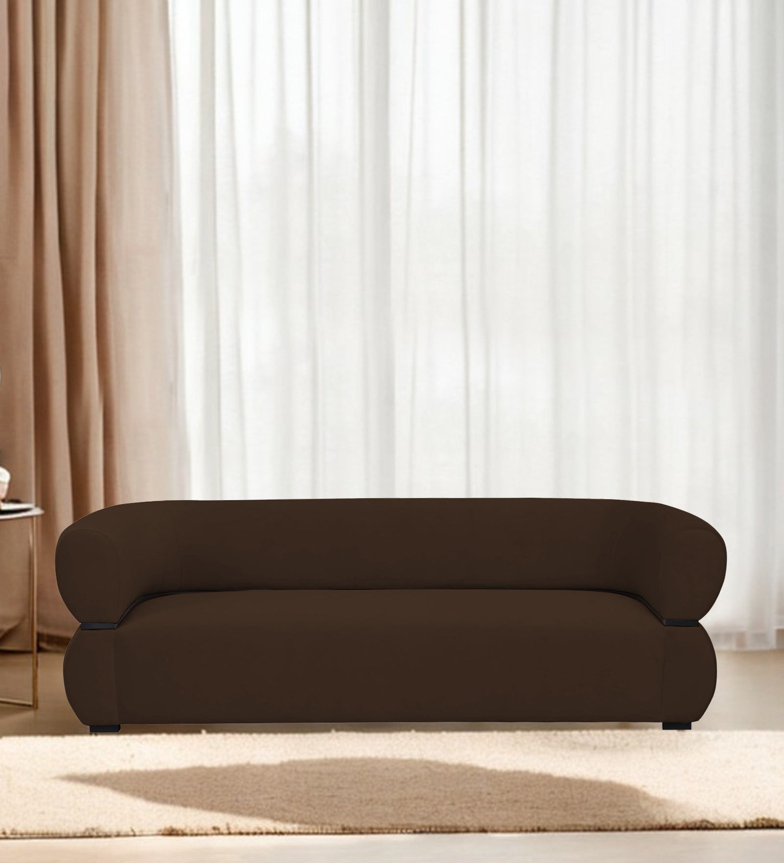 Kula Velvet 3 Seater Sofa In Cholocate Brown Colour