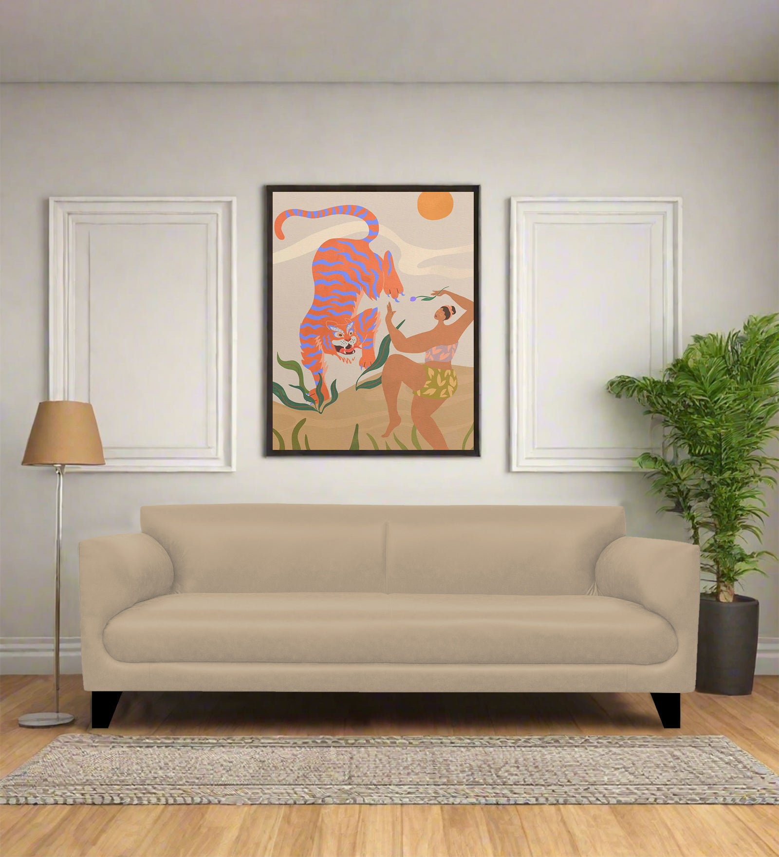 Convi Leatherette 3 Seater Sofa in Tan Beige Colour