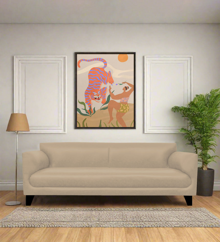 Convi 3 Seater Leatherette Sofa - Tan Beige by Febonic Living