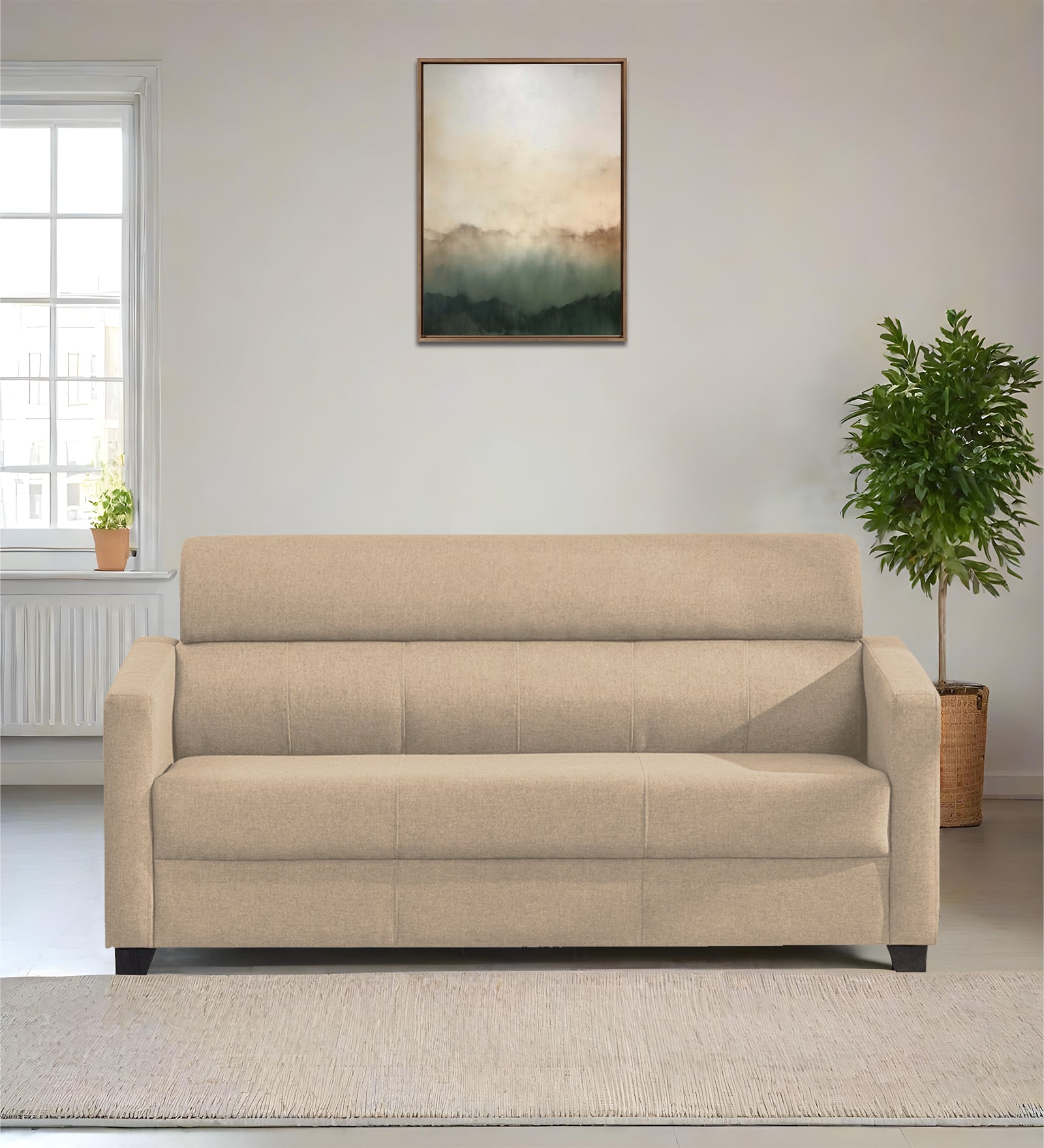 Devo Fabric 3 Seater Sofa in Olive Beige Colour