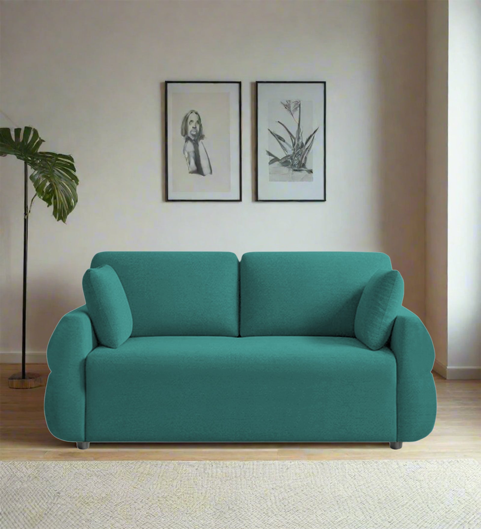 Jack Fabric 2 Seater Sofa In Sea Green Colour