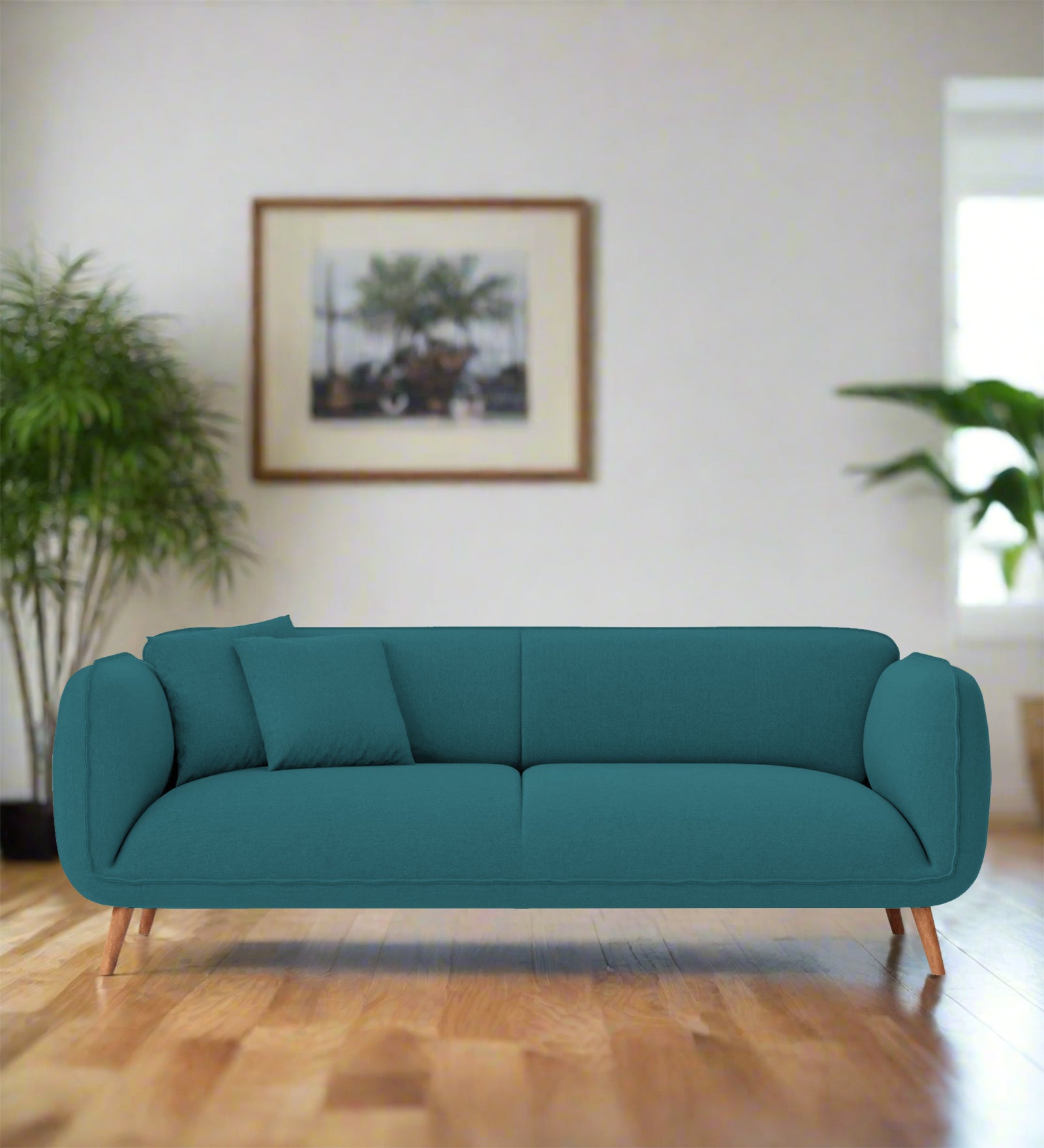 Zia Fabric 3 Seater Sofa In Water Blue Colour