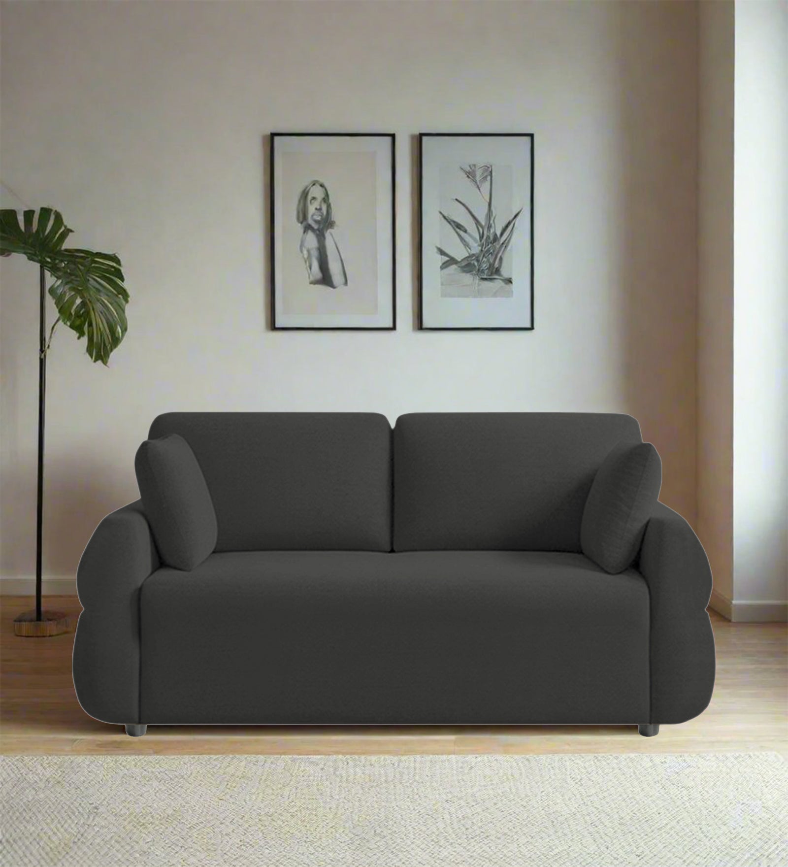 Jack Fabric 2 Seater Sofa In Charcoal Grey Colour