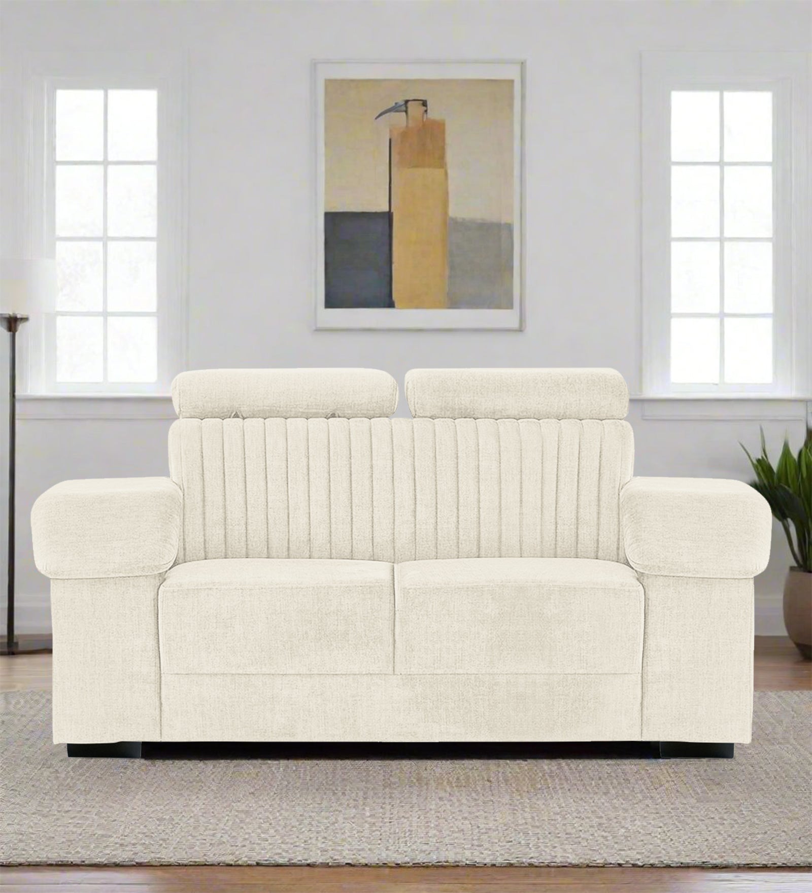 Draco Fabric 2 Seater Sofa In Ivory Cream Colour