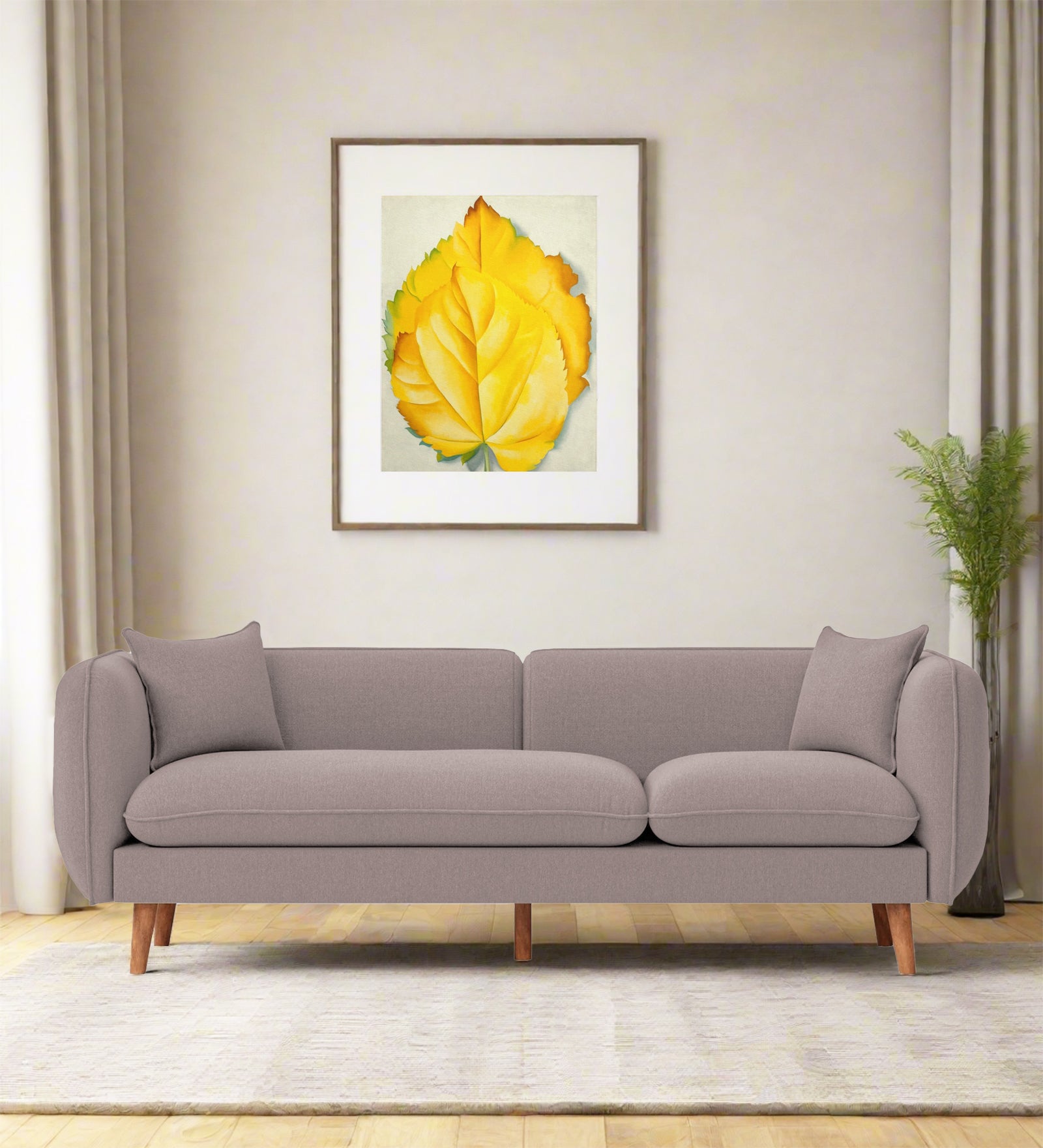 Reva Fabric 3 Seater Sofa In Almond Beige Colour - Febonic Living