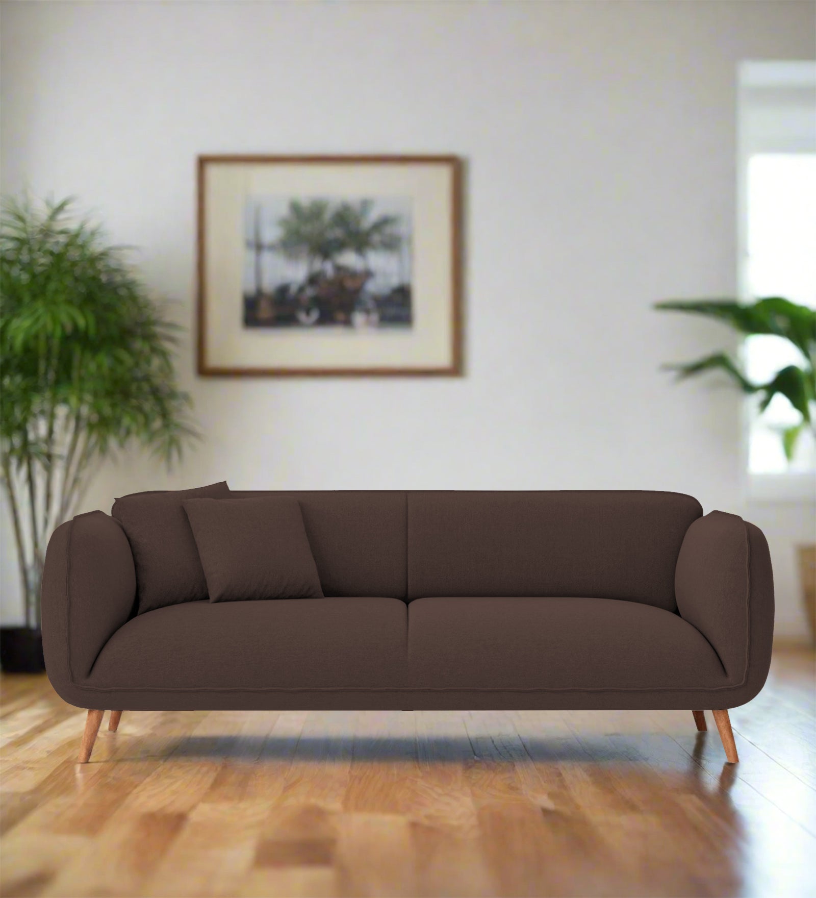 Zia Fabric 3 Seater Sofa In Caramel Brown Colour