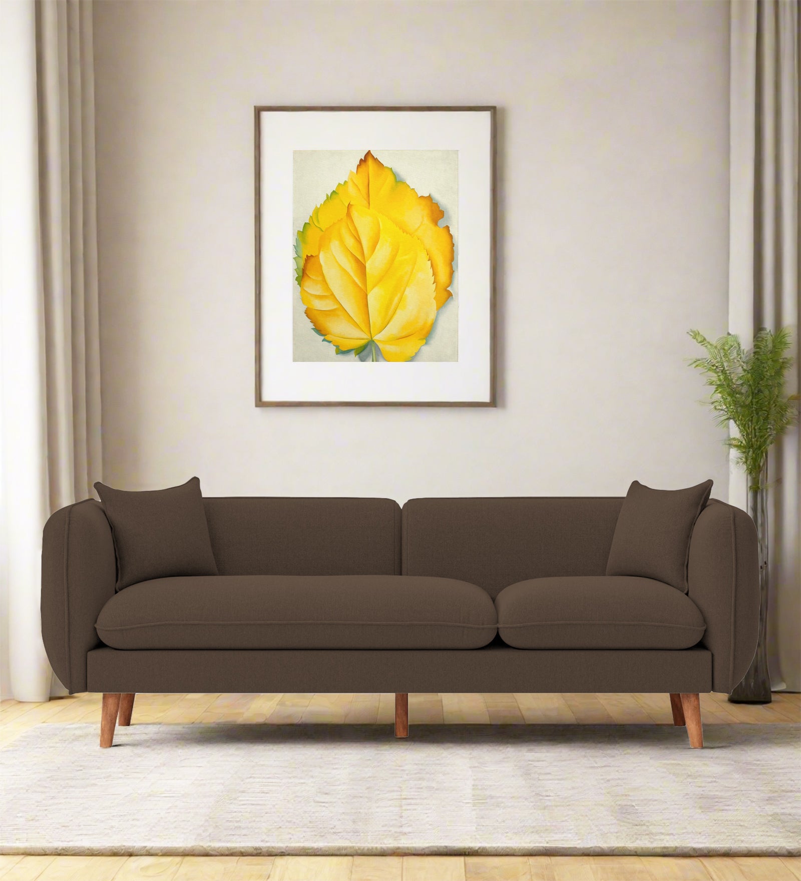 Reva Fabric 3 Seater Sofa In Rosy Brown Colour - Febonic Living