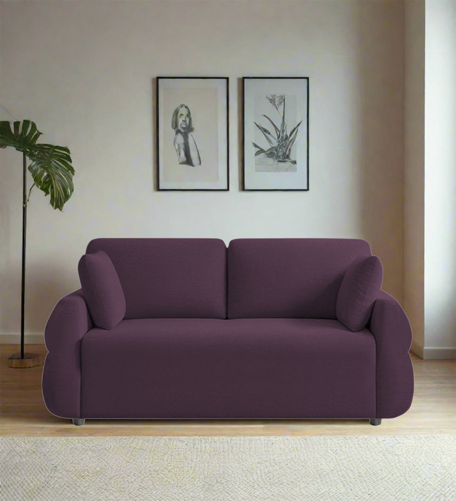 Jack Fabric 2 Seater Sofa In Greek Purple Colour