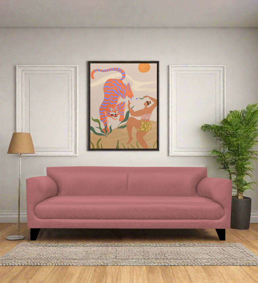 Convi 3 Seater Leatherette Sofa - Light Pink by Febonic Living