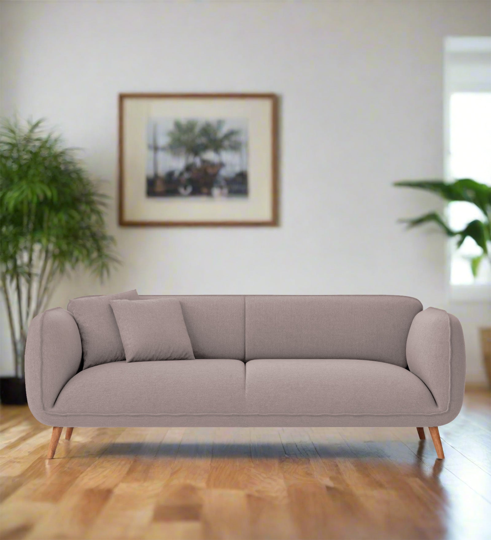 Zia Fabric 3 Seater Sofa In Almond Beige Colour