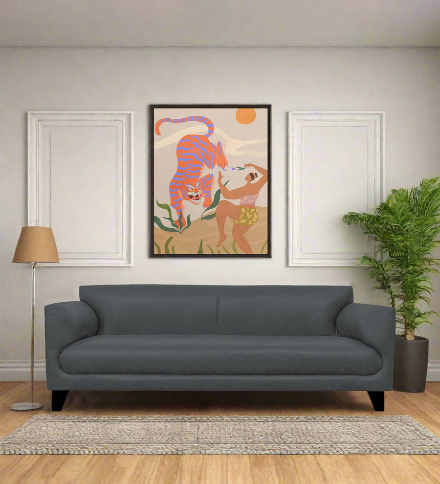 Convi 3 Seater Leatherette Sofa - Pepper Grey by Febonic Living