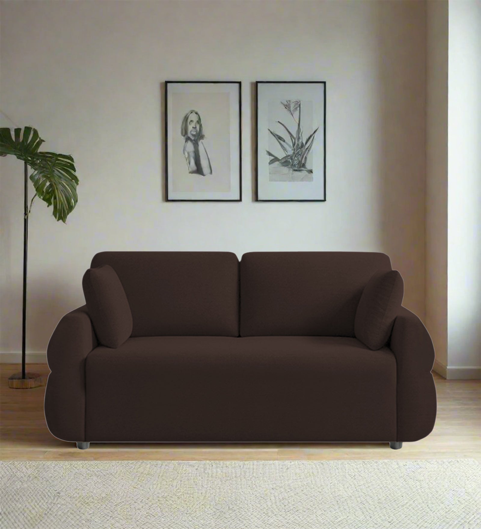 Jack Fabric 2 Seater Sofa In Coffee Brown Colour