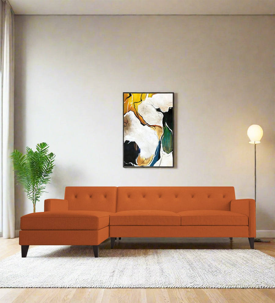 Miller  RHS  (3+Lounger) Fabric Sectional Sofa - Vivid Orange by Febonic Living
