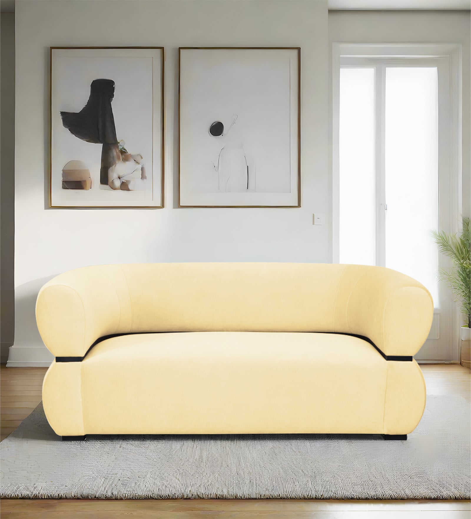 Kula Velvet 2 Seater Sofa In Sandy Beige Colour