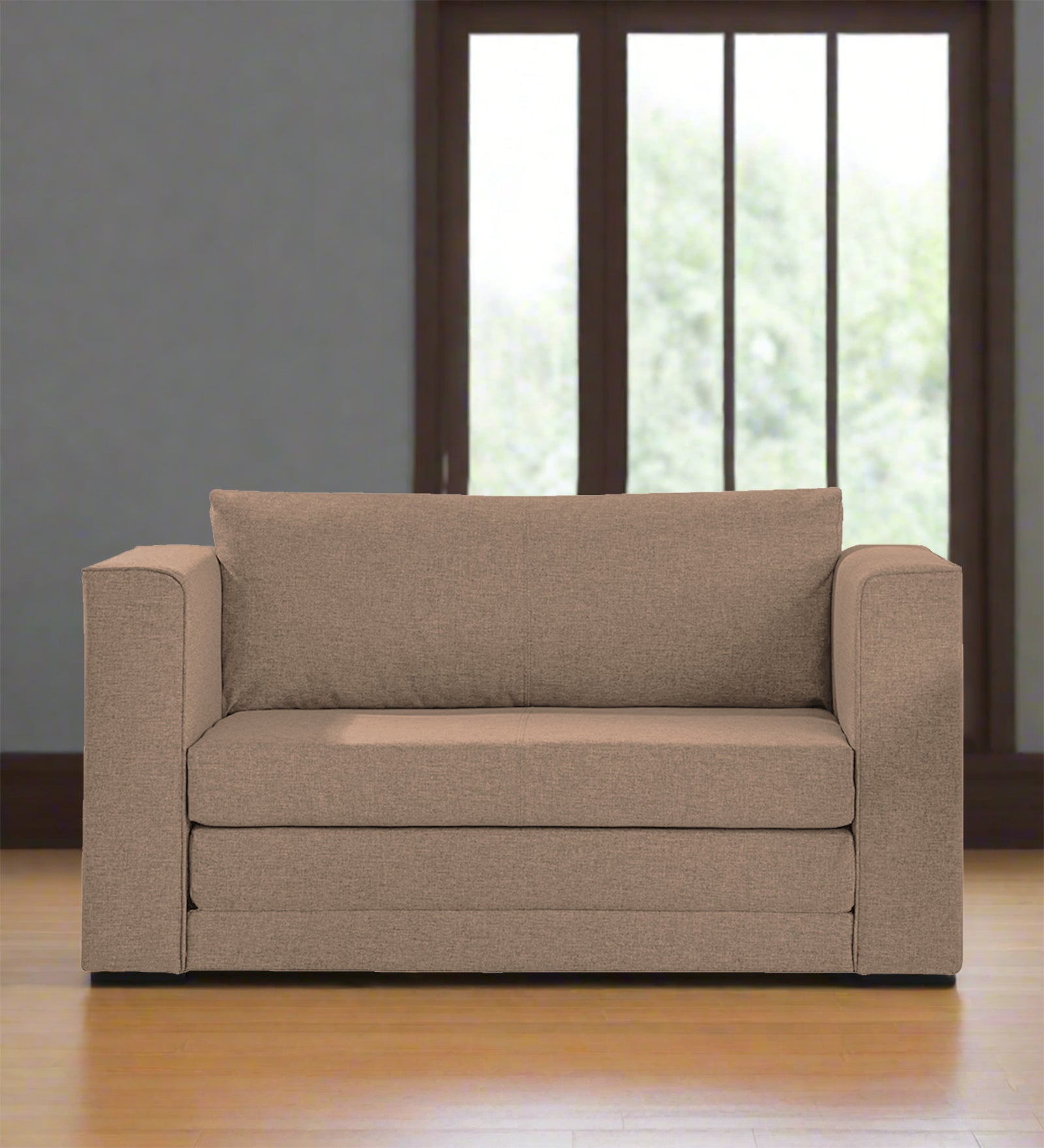 Kenia Fabric 2 Seater Convertible Sofa Cum Bed in Cookie Beige Colour