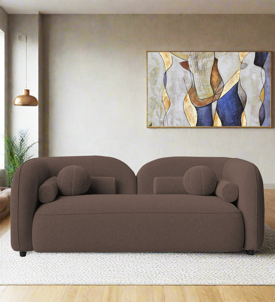 Corny  2 Seater Boucle Fabric Sofa - Truffle Brown by Febonic Living