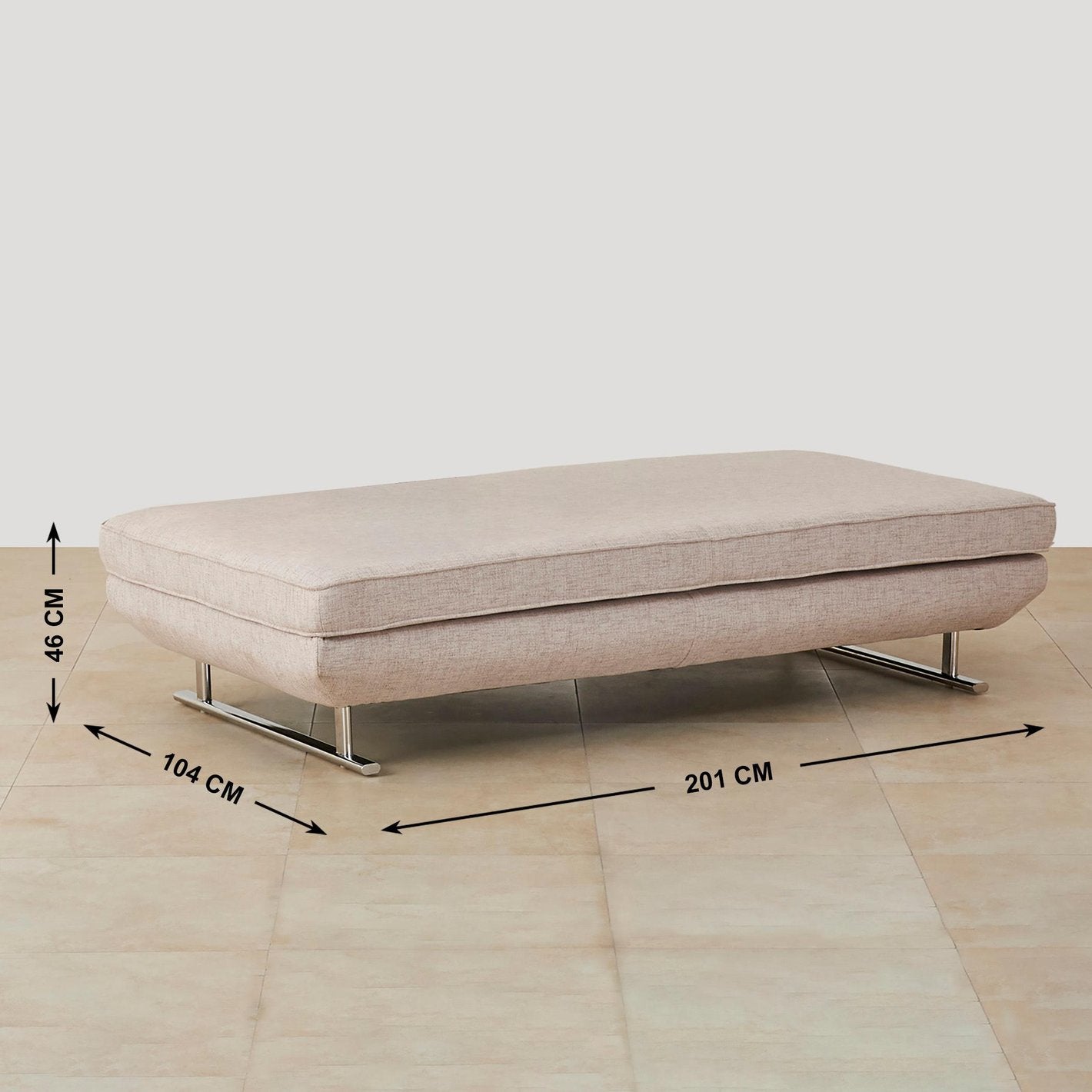 Hiver Fabric Day Bed Sofa In Beige Colour