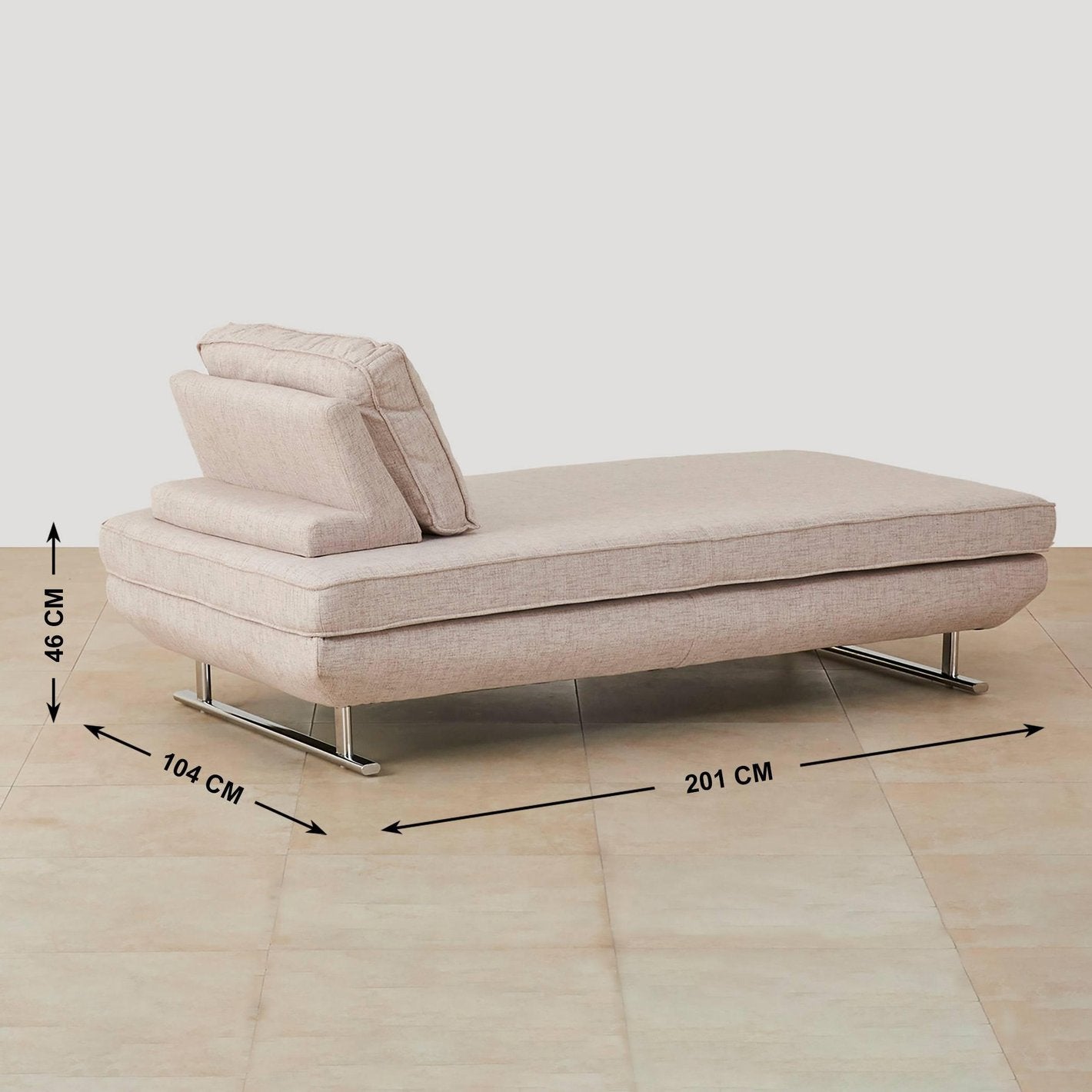 Hiver Fabric Day Bed Sofa In Beige Colour with Back Rest