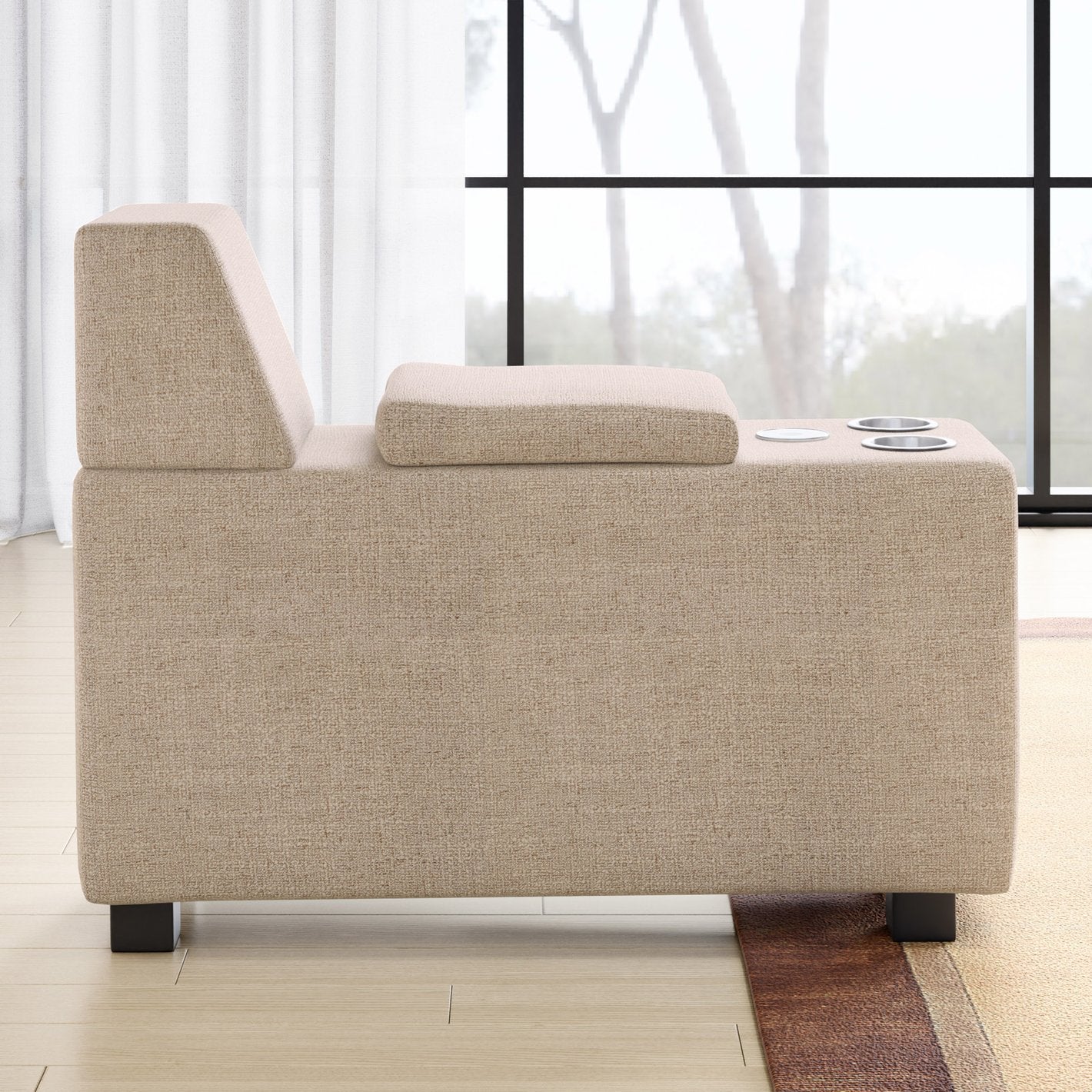 Tacob Fabric Console Table In Woom Beige Colour - Febonic Living
