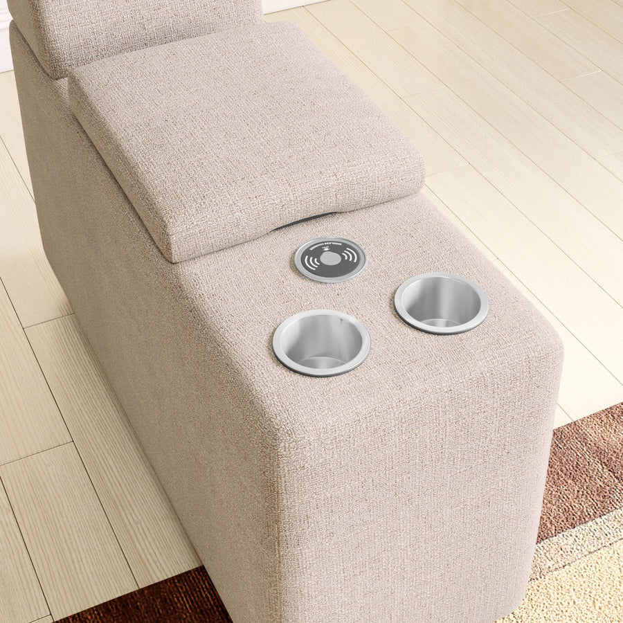 Tacob Fabric Console Table In Woom Beige Colour - Febonic Living