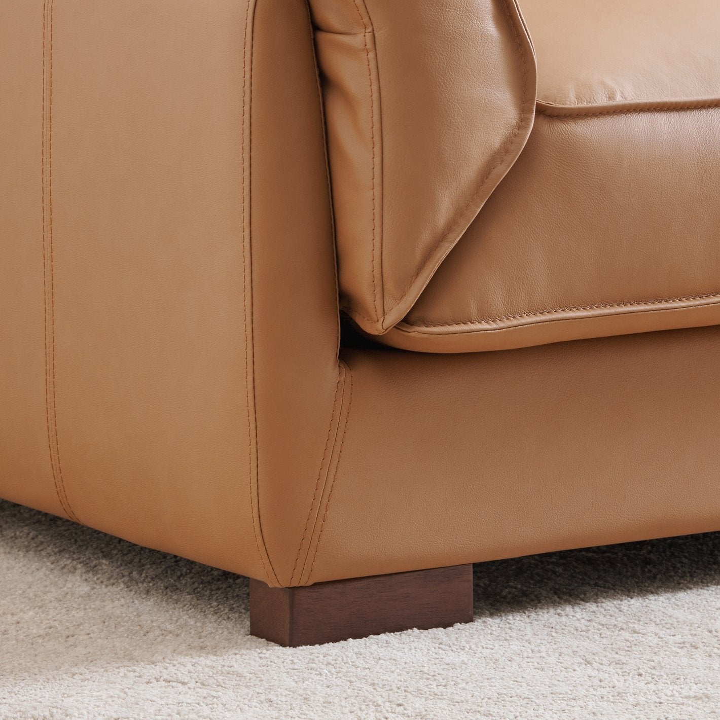 Alexis Leatherette 3 Seater Sofa In Cinnamon Brown Colour