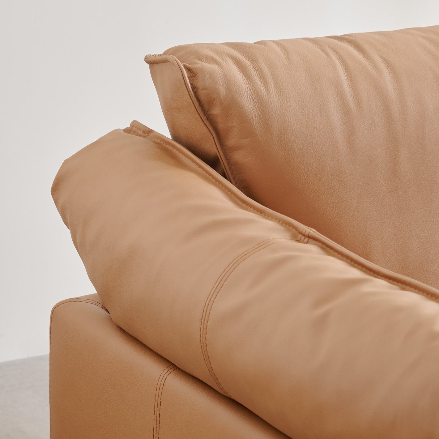 Alexis Leatherette 3 Seater Sofa In Cinnamon Brown Colour