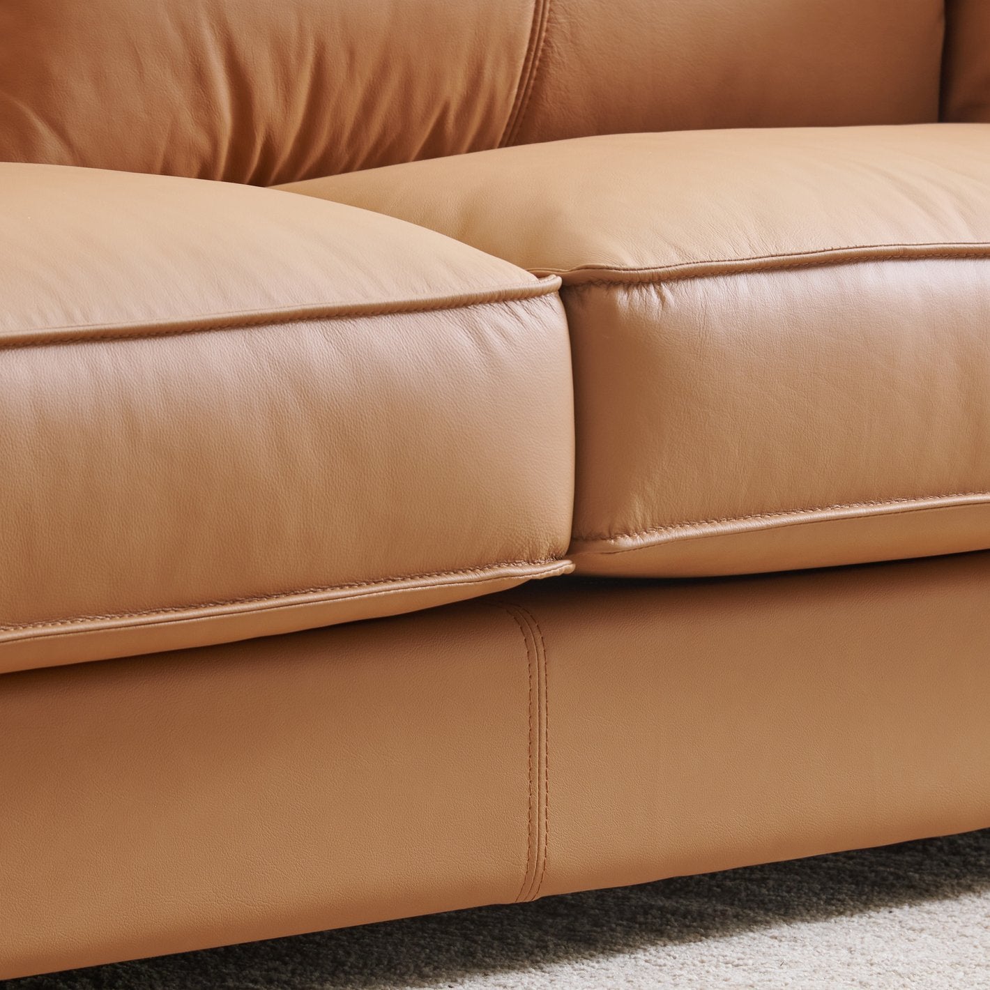 Alexis Leatherette 3 Seater Sofa In Cinnamon Brown Colour