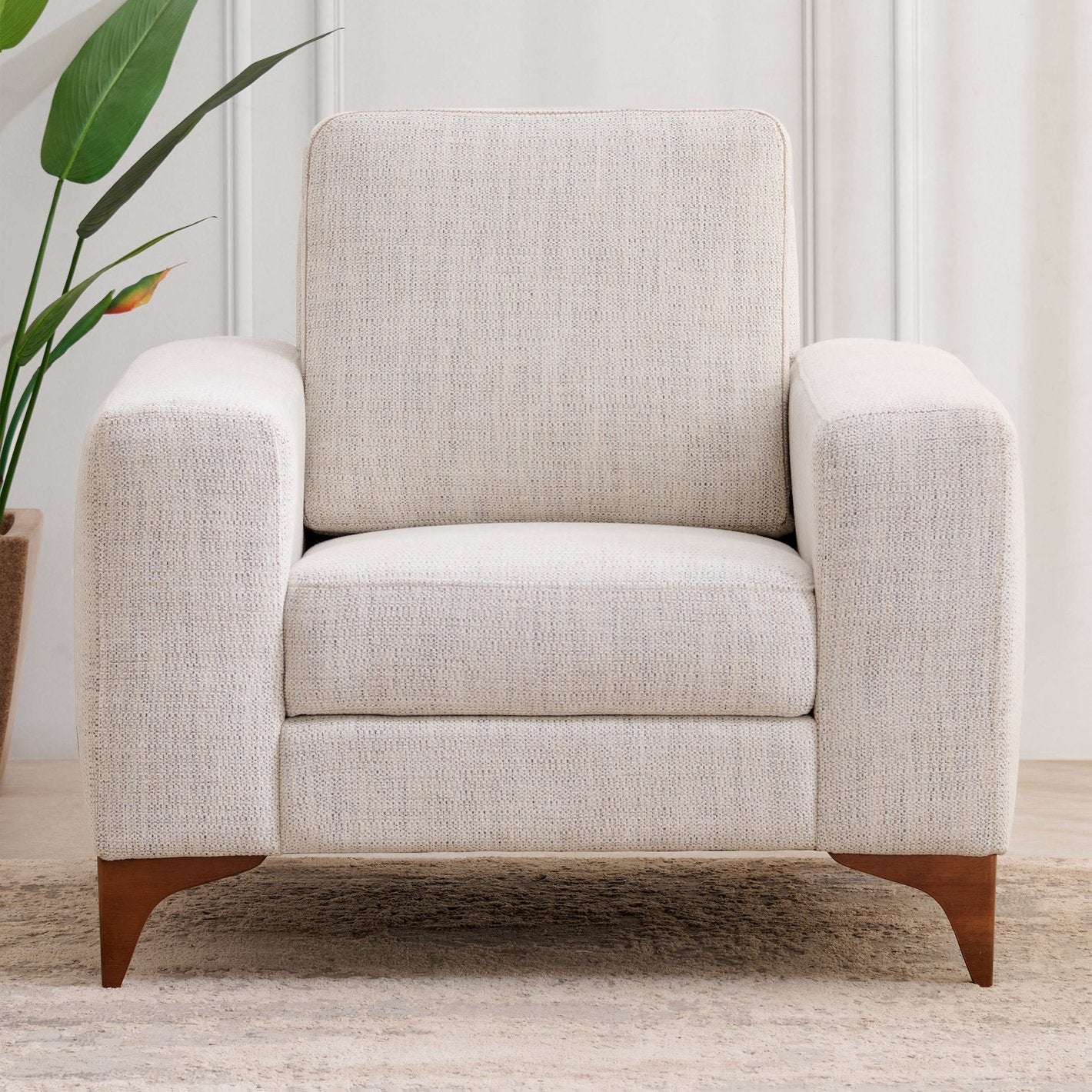 Quebec Fabric 1 Seater Sofa in Mayback Beige Colour - Febonic Living