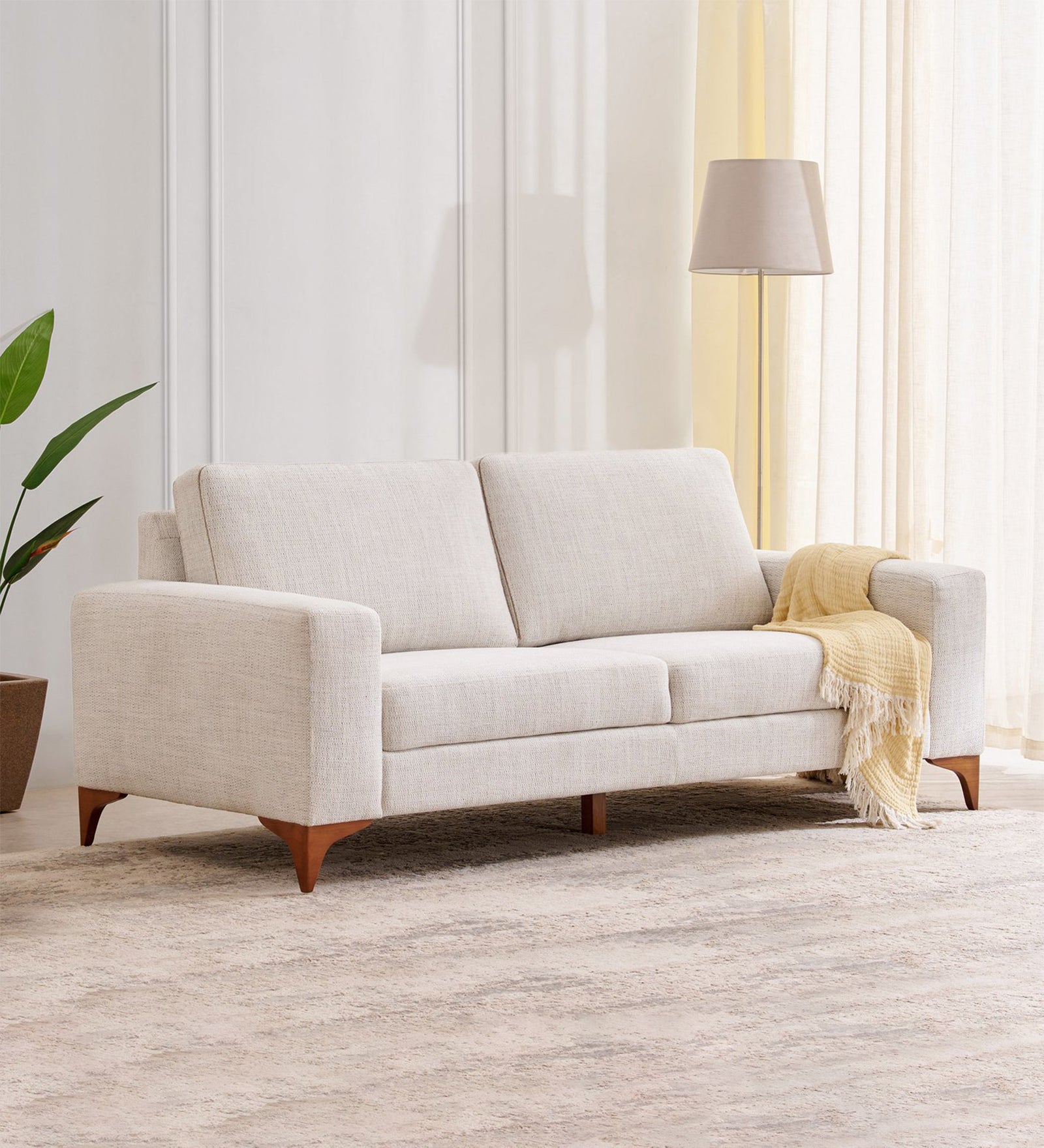 Quebec Fabric 3 Seater Sofa in Mayback Beige Colour
