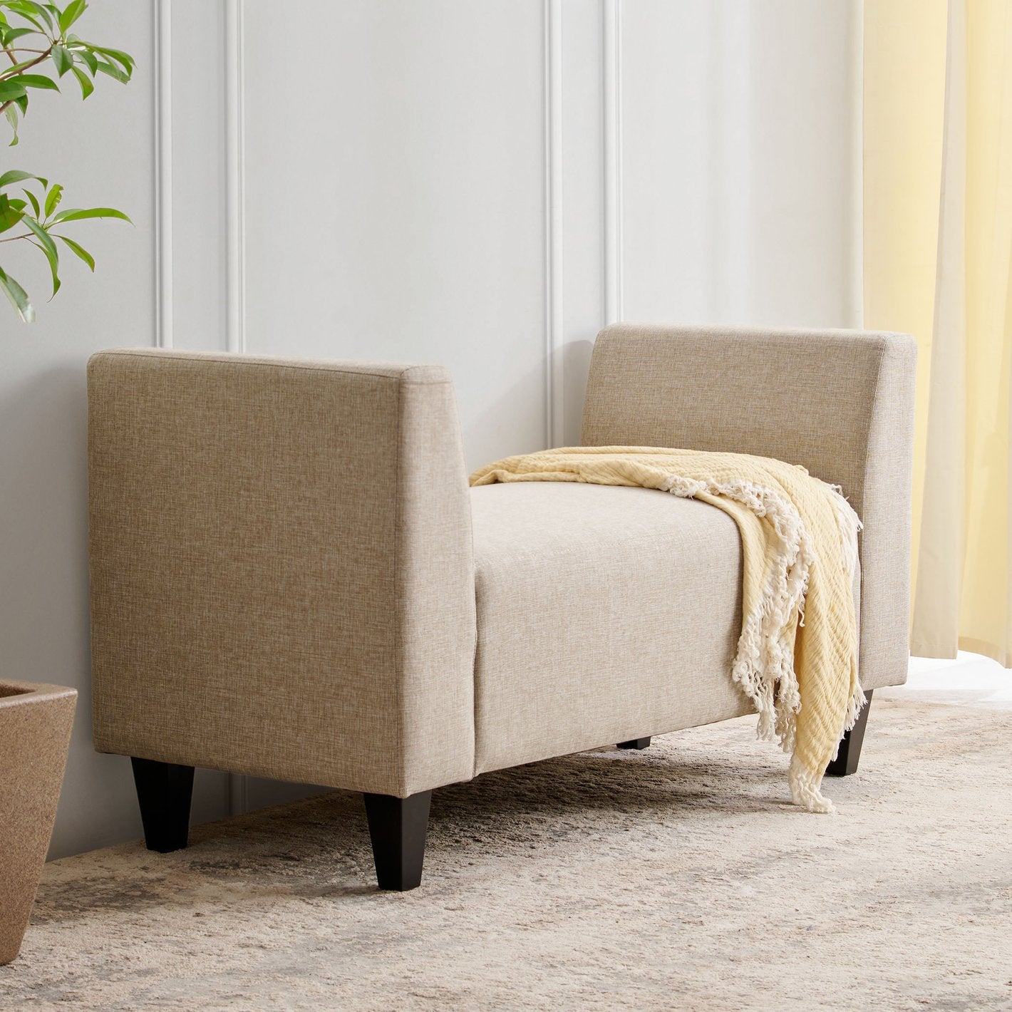Berry Fabric Bench In Cosmic Beige Colour