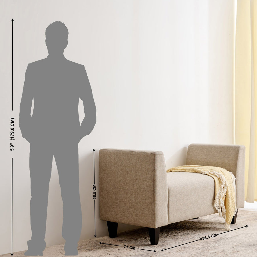 Berry Fabric Bench In Cosmic Beige Colour - Febonic Living