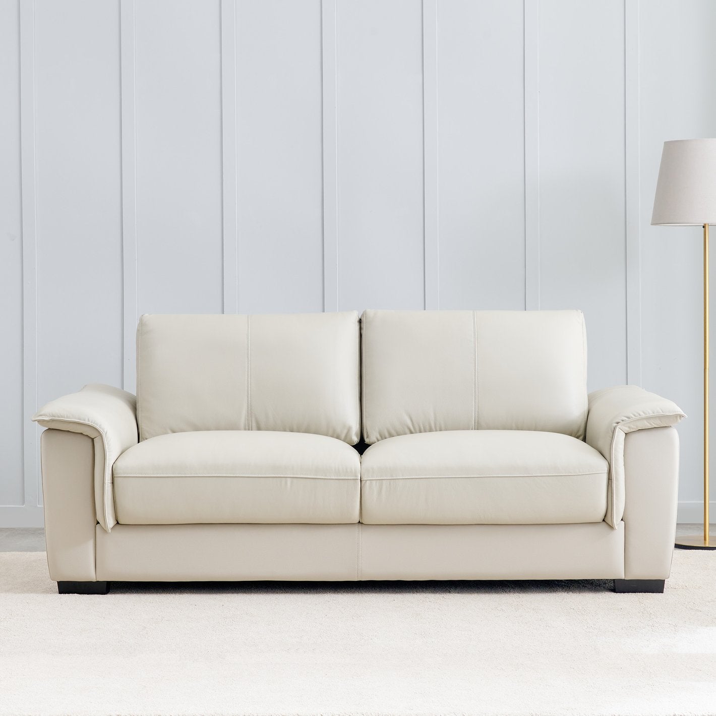 Magma Leather 3 Seater Sofa In Marble Beige Colour