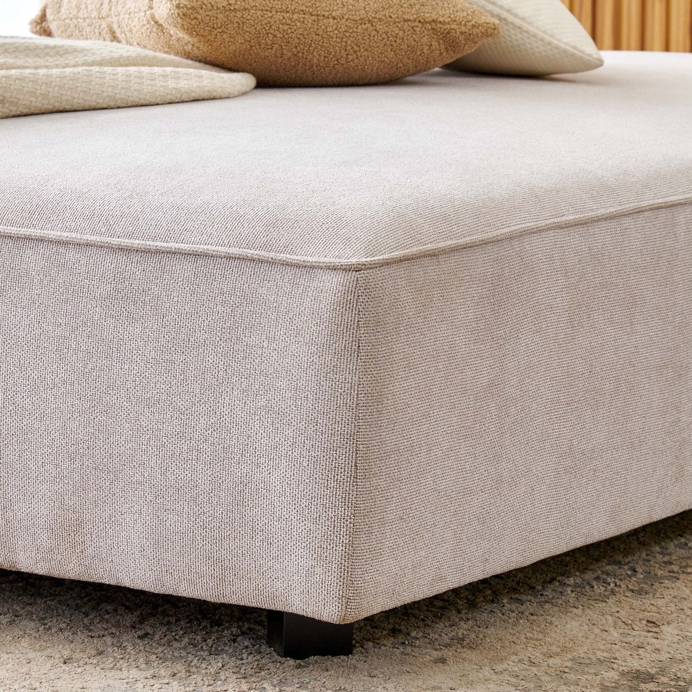 Ebony Fabric Day Bed Sofa In Cosmic Beige Colour - Febonic Living