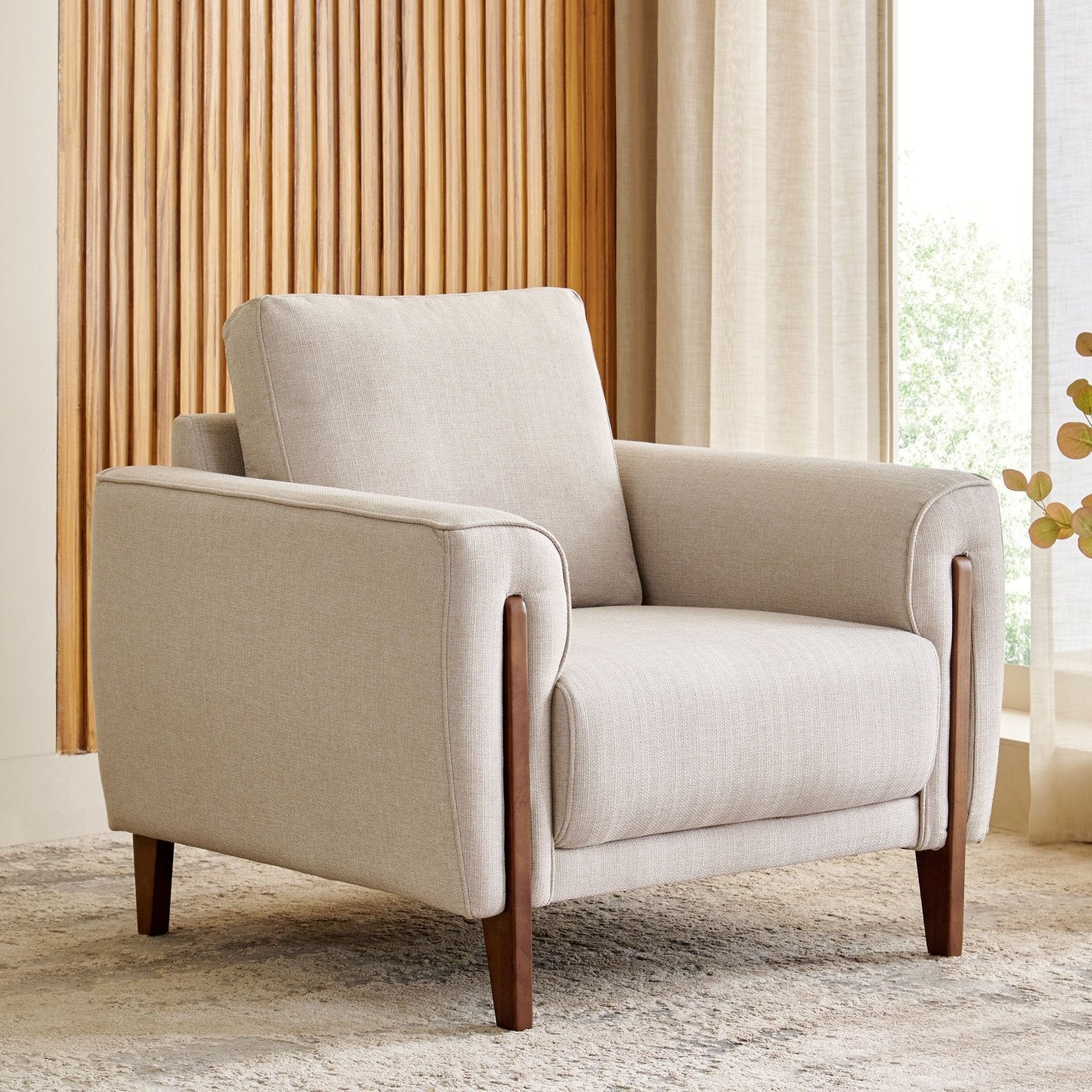 Halifax Fabric 1 Seater Sofa in Crypto Beige Colour - Febonic Living