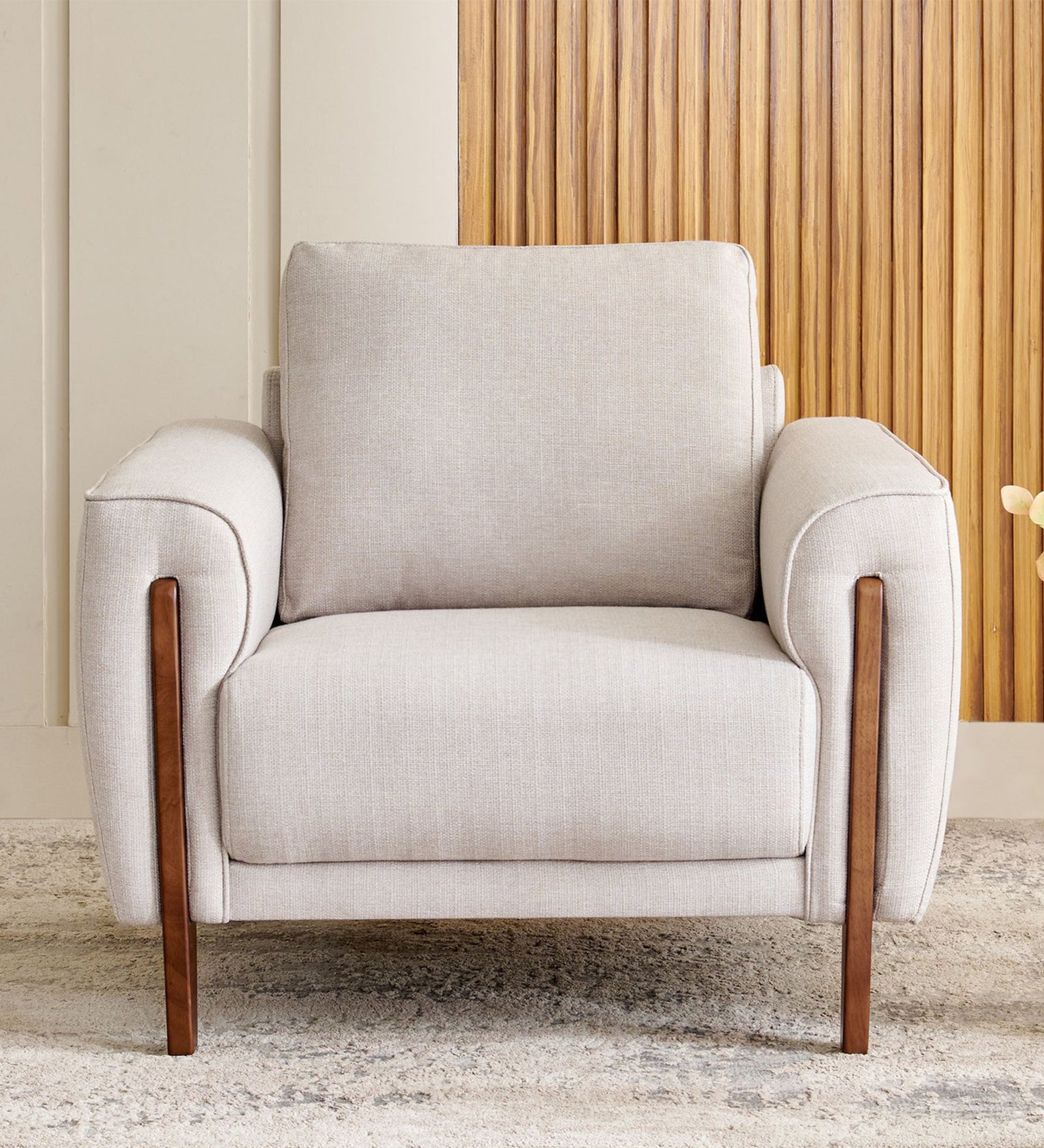 Halifax Fabric 1 Seater Sofa in Crypto Beige Colour