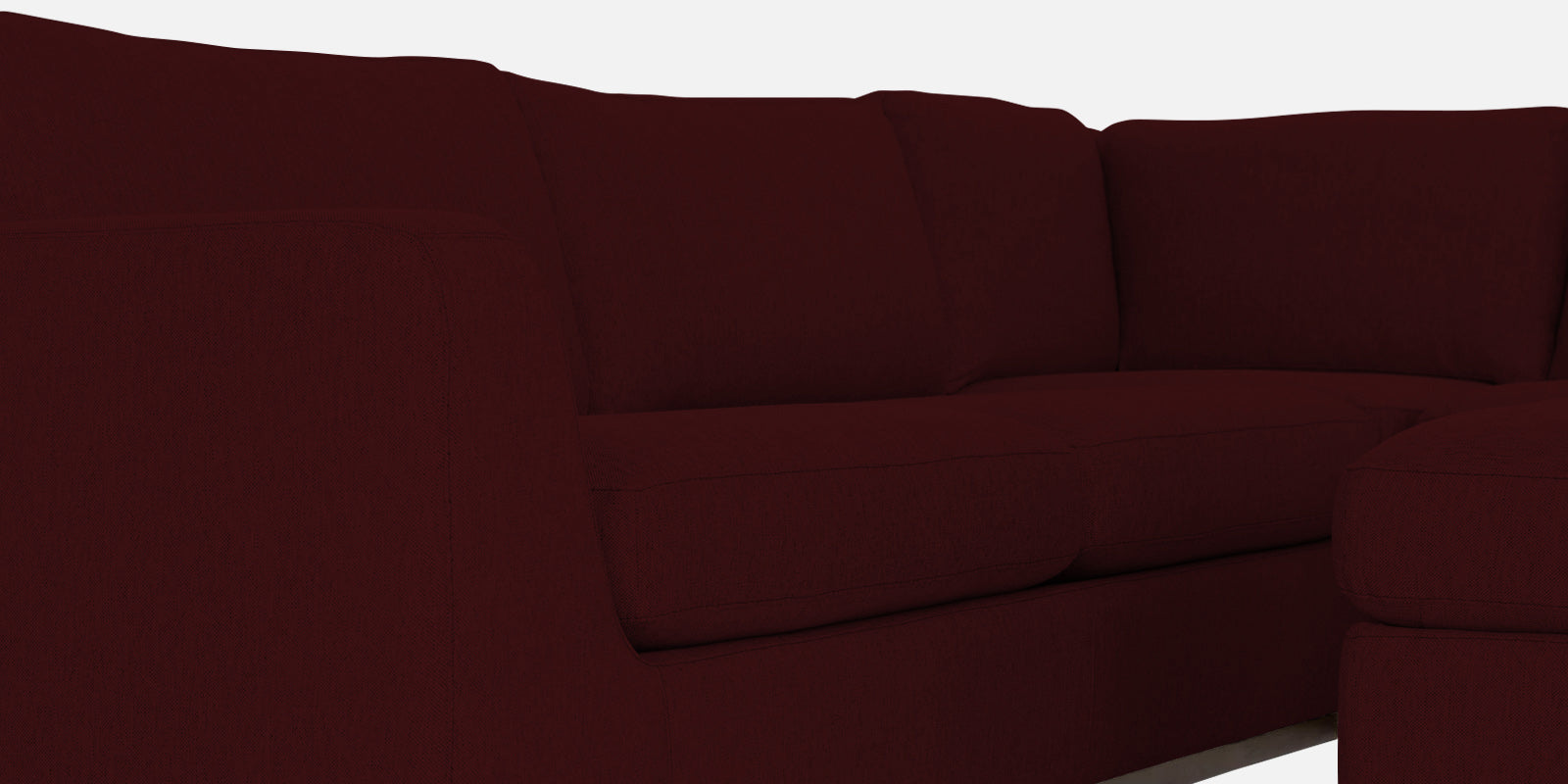 Freedom Velvet 6 Seater LHS Sectional Sofa In Dark Maroon Colour With Ottoman