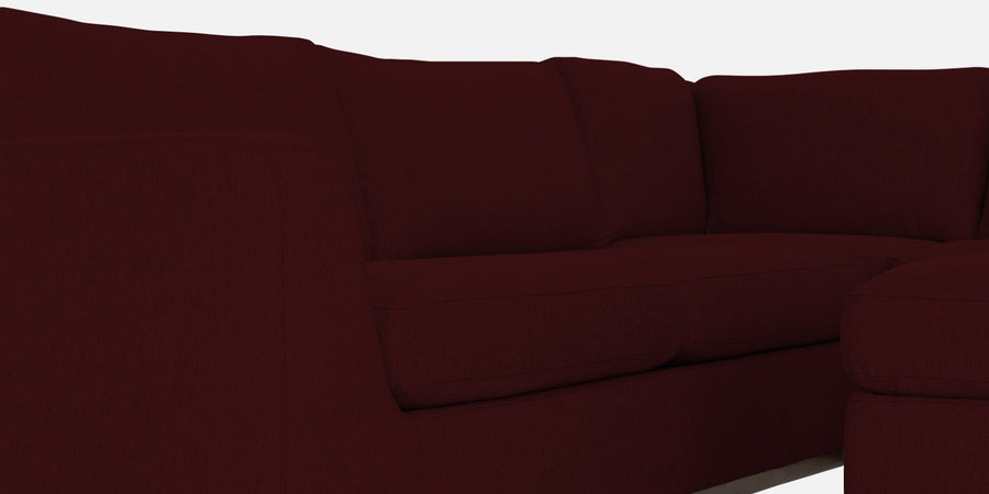 Freedom Velvet 6 Seater Lhs Corner Sofa In Dark Maroon Colour With Ottoman - Febonic Living