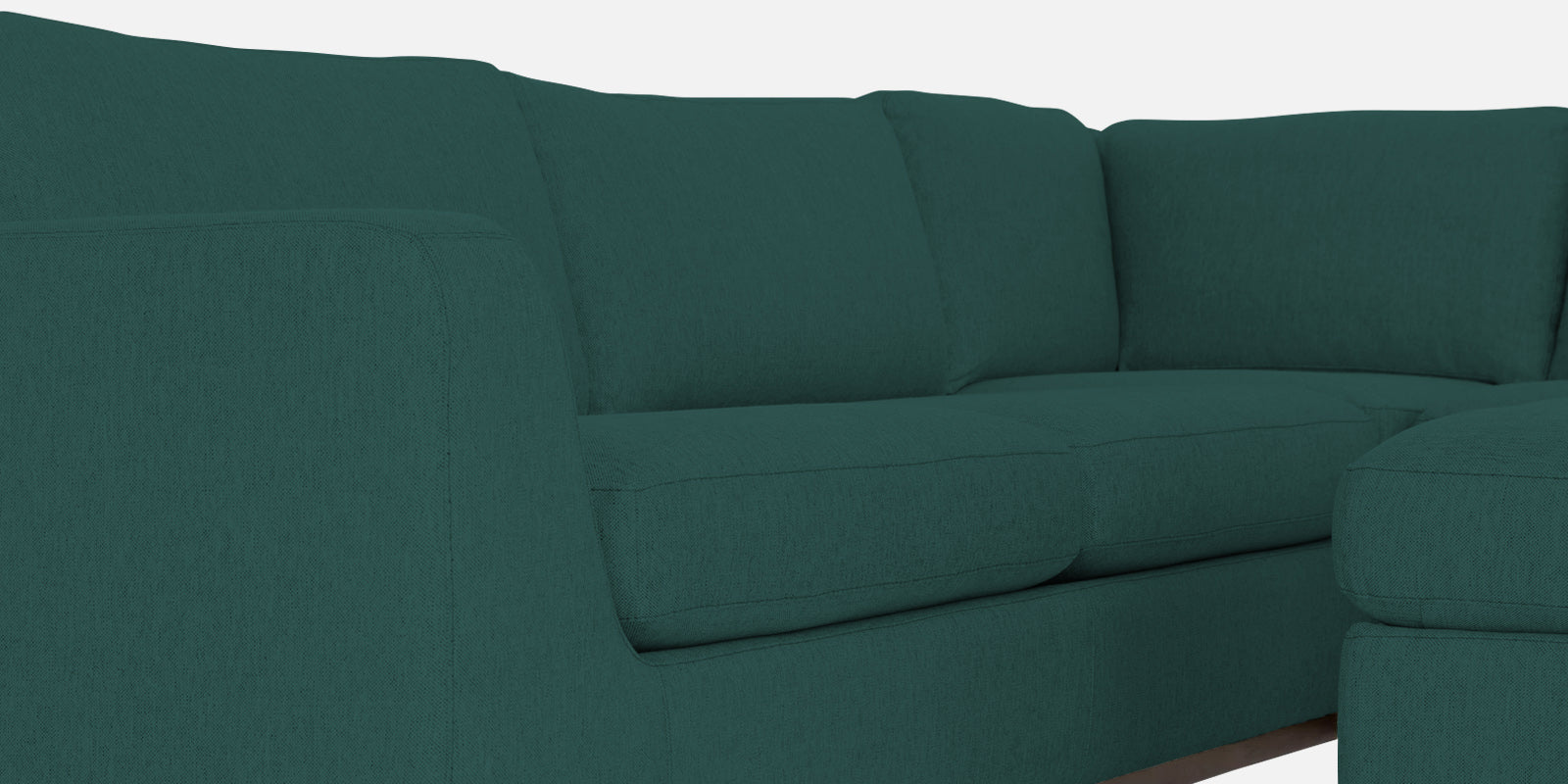 Freedom Velvet 6 Seater LHS Sectional Sofa In Pine Green Colour With Ottoman