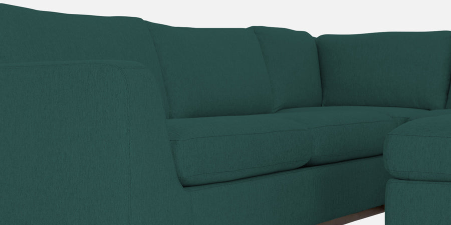 Freedom Velvet 6 Seater Lhs Corner Sofa In Pine Green Colour With Ottoman - Febonic Living