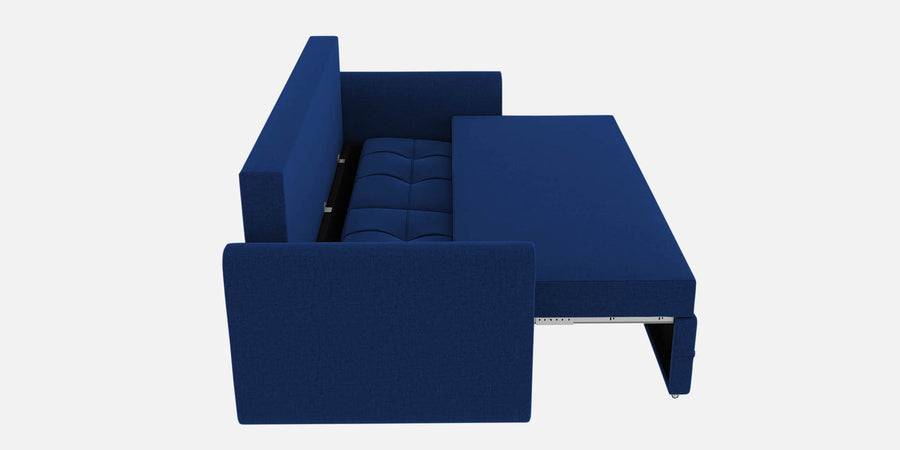 Ines Velvet 3 Seater Pull Out Sofa Cum Bed In Royal Blue Colour With Storage - Febonic Living
