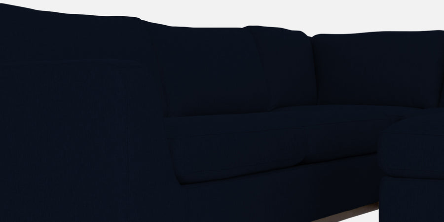 Freedom Velvet 6 Seater Lhs Corner Sofa In Dark Blue Colour With Ottoman - Febonic Living