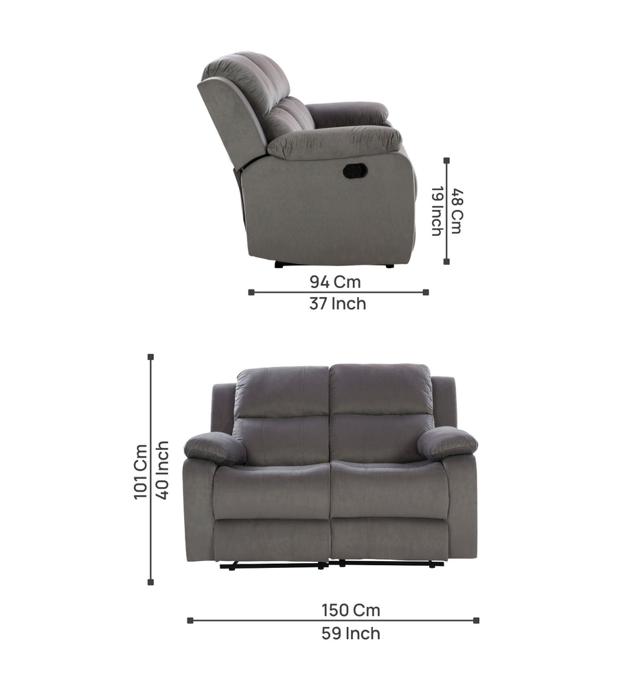 Newton Velvet 2 Seater Motorized Recliner In Concrete Grey Colour - Febonic Living